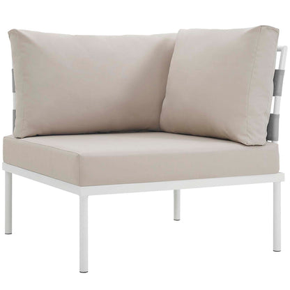 Harmony 8 Piece Outdoor Patio Aluminum Sectional Sofa Set - White Beige