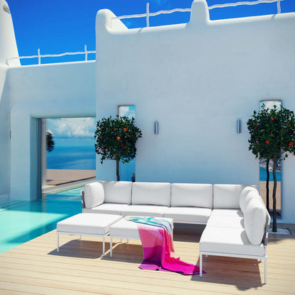 Harmony 8 Piece Outdoor Patio Aluminum Sectional Sofa Set - White White