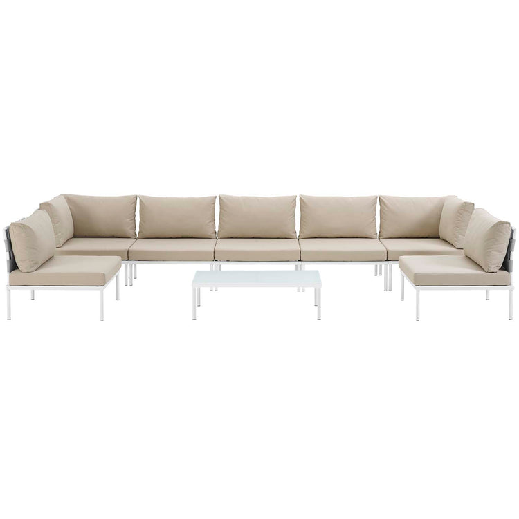 Harmony 8 Piece Outdoor Patio Aluminum Sectional Sofa Set - White Beige