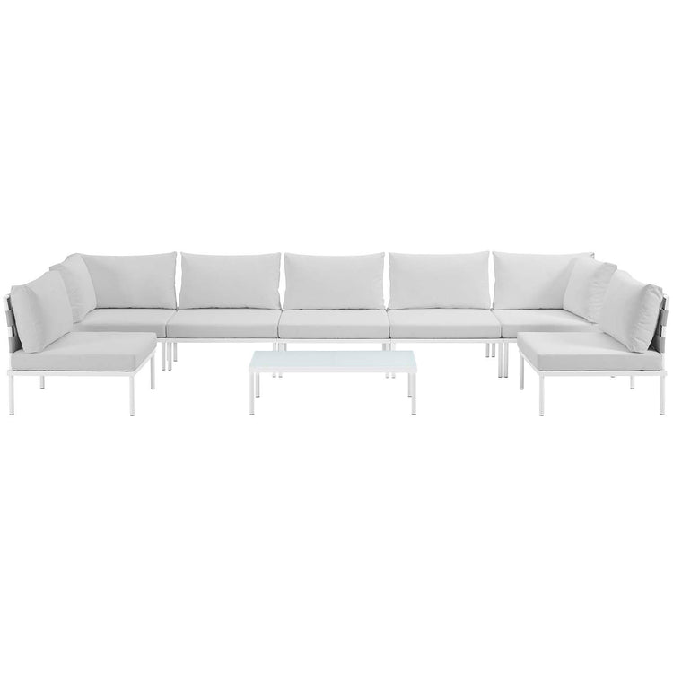Harmony 8 Piece Outdoor Patio Aluminum Sectional Sofa Set - White White