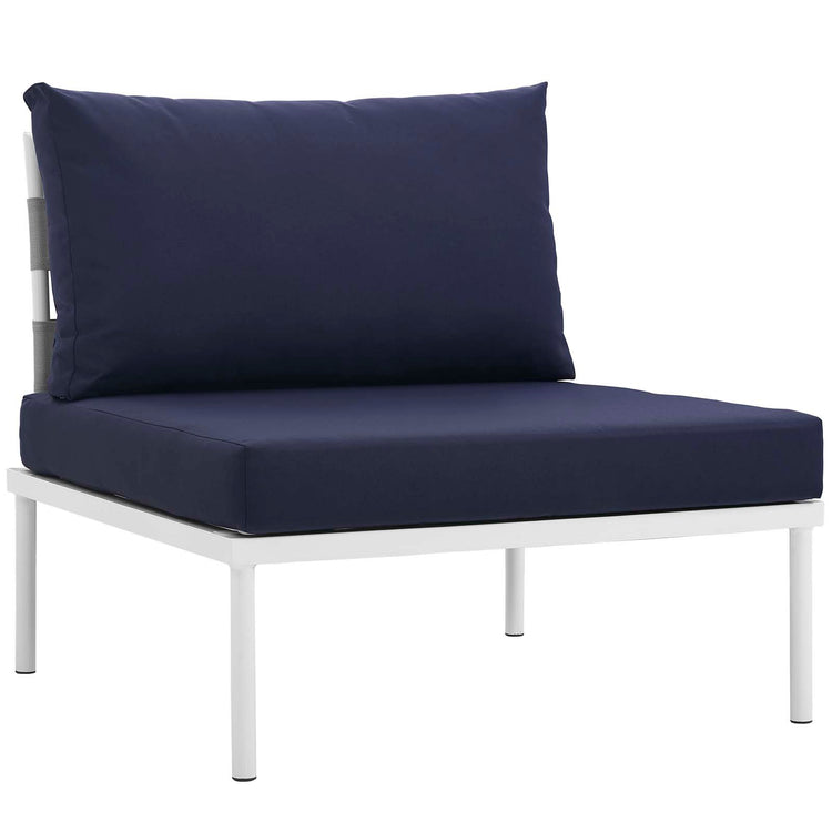 Harmony 6 Piece Outdoor Patio Aluminum Sectional Sofa Set - White Navy
