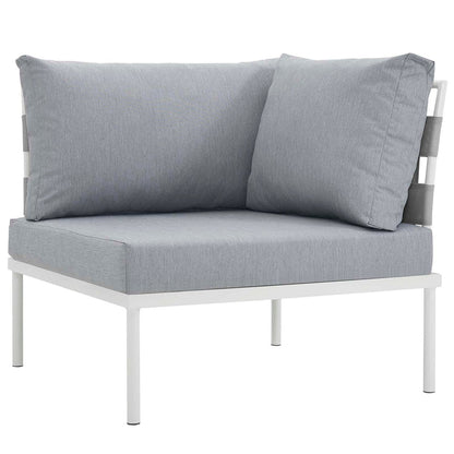 Harmony 6 Piece Outdoor Patio Aluminum Sectional Sofa Set - White Gray
