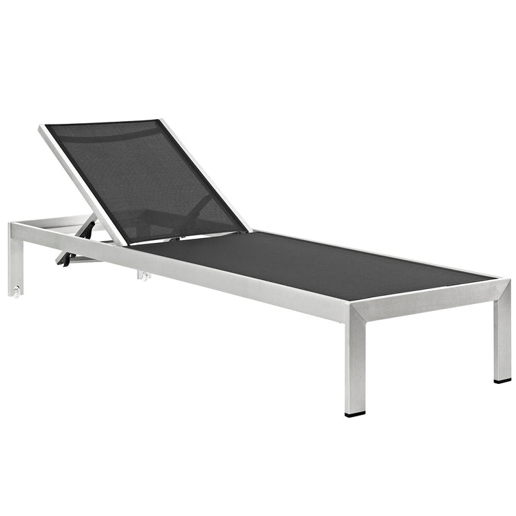 Shore Outdoor Patio Aluminum Chaise with Cushions - Silver Gray