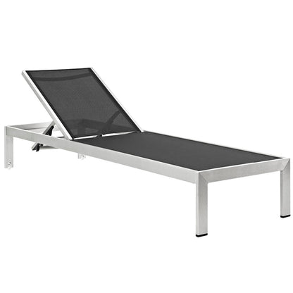 Shore Outdoor Patio Aluminum Chaise with Cushions - Silver Gray