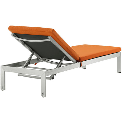 Shore Outdoor Patio Aluminum Chaise with Cushions - Silver Orange