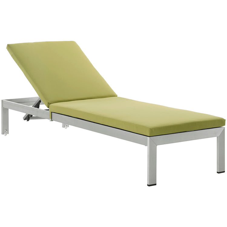 Shore Outdoor Patio Aluminum Chaise with Cushions - Silver Peridot
