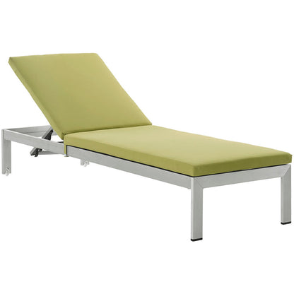 Shore Outdoor Patio Aluminum Chaise with Cushions - Silver Peridot