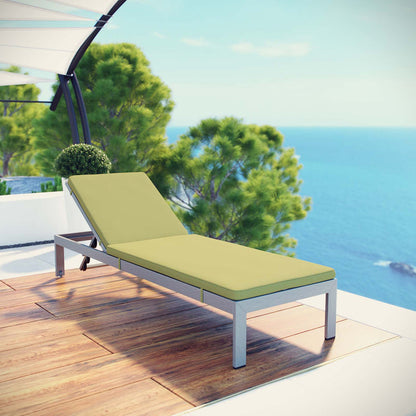 Shore Outdoor Patio Aluminum Chaise with Cushions - Silver Peridot