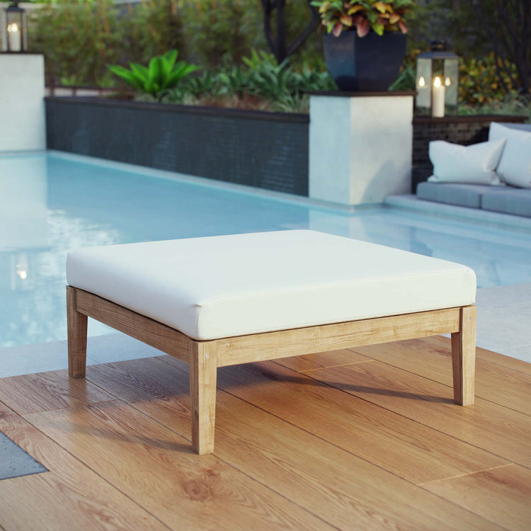 Bayport Outdoor Patio Teak Ottoman - Default Title
