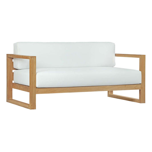 Upland Outdoor Patio Teak Sofa - Natural White