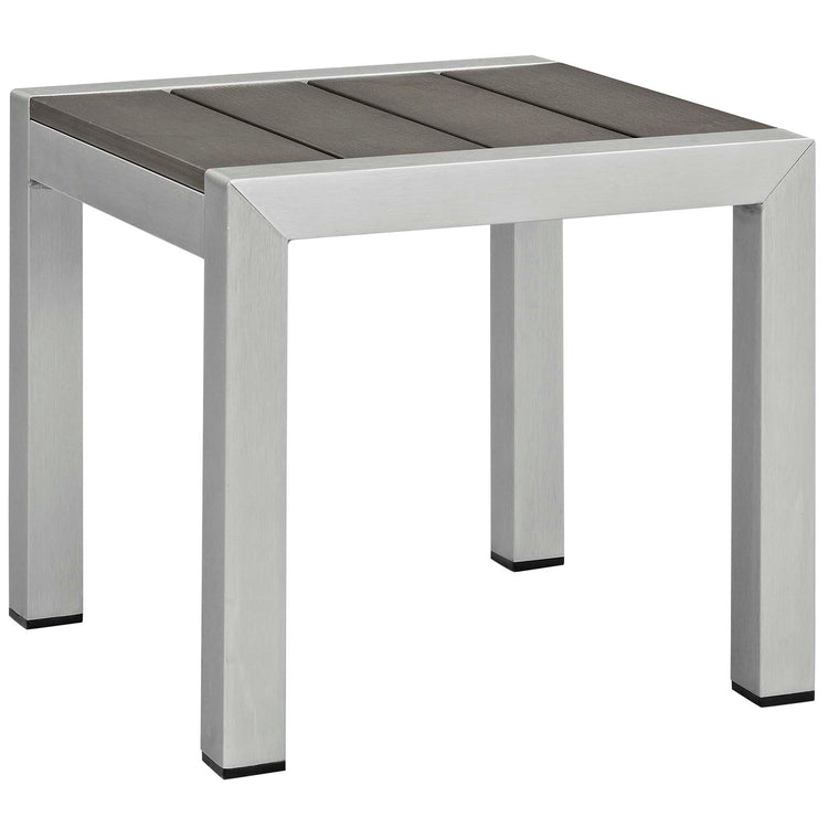 Shore 3 Piece Outdoor Patio Aluminum Chaise with Cushions - Silver Navy