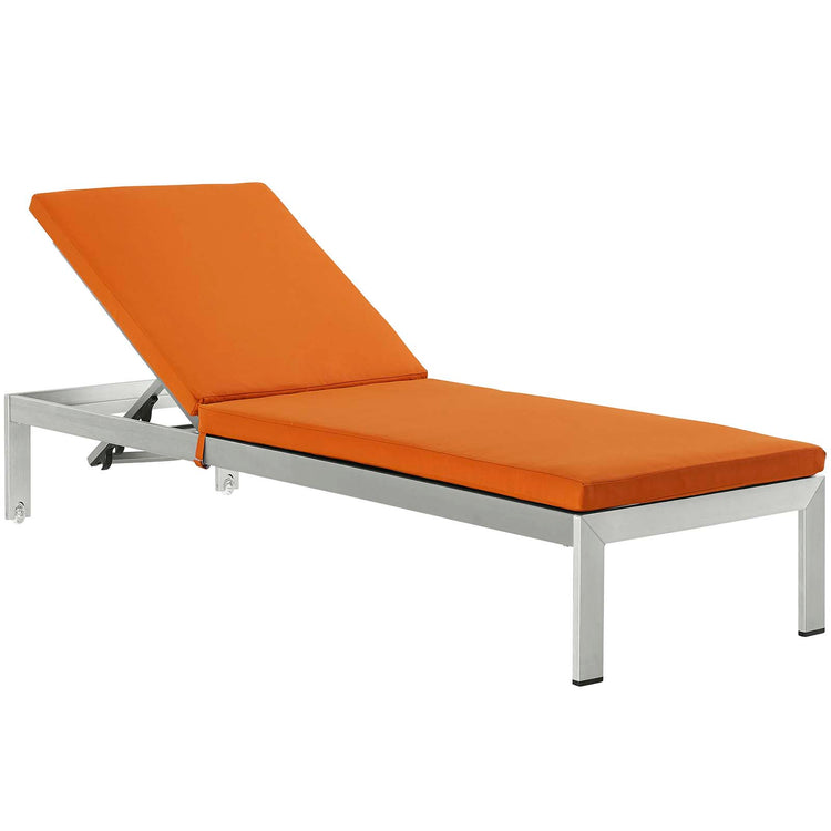 Shore 3 Piece Outdoor Patio Aluminum Chaise with Cushions - Silver Orange