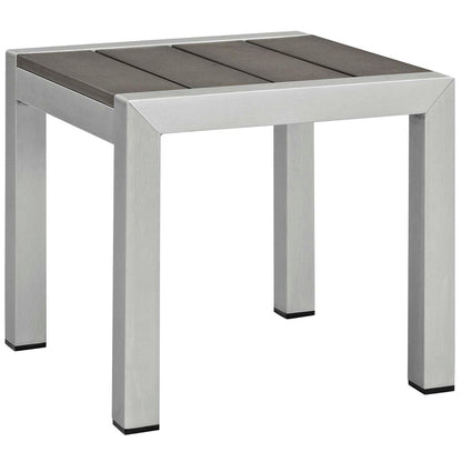 Shore 3 Piece Outdoor Patio Aluminum Chaise with Cushions - Silver Orange