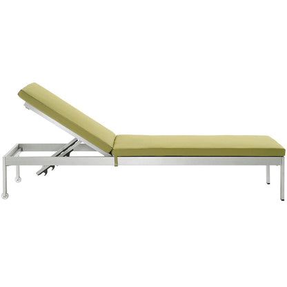 Shore Outdoor Patio Aluminum Chaise with Cushions Set of 2 - Silver Peridot