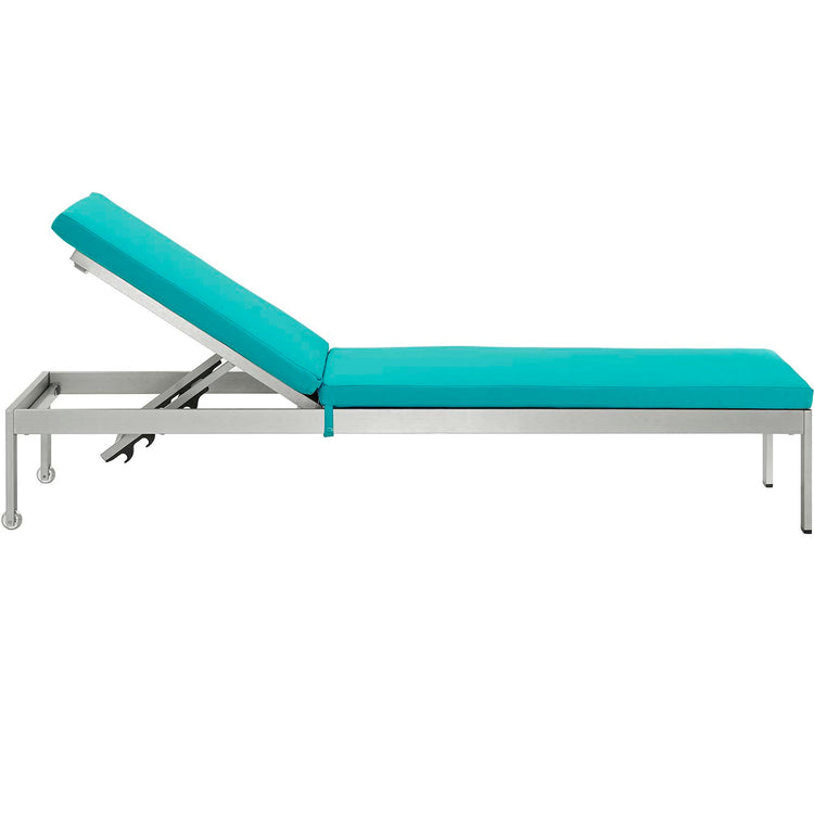 Shore Outdoor Patio Aluminum Chaise with Cushions Set of 2 - Silver Turquoise