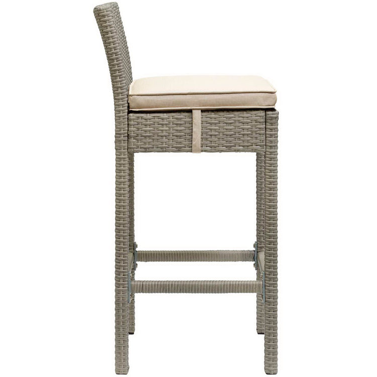 Conduit Outdoor Wicker Rattan Bar Stool - Light Gray Beige