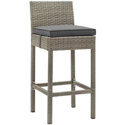 Conduit Outdoor Wicker Rattan Bar Stool - Light Gray Charcoal