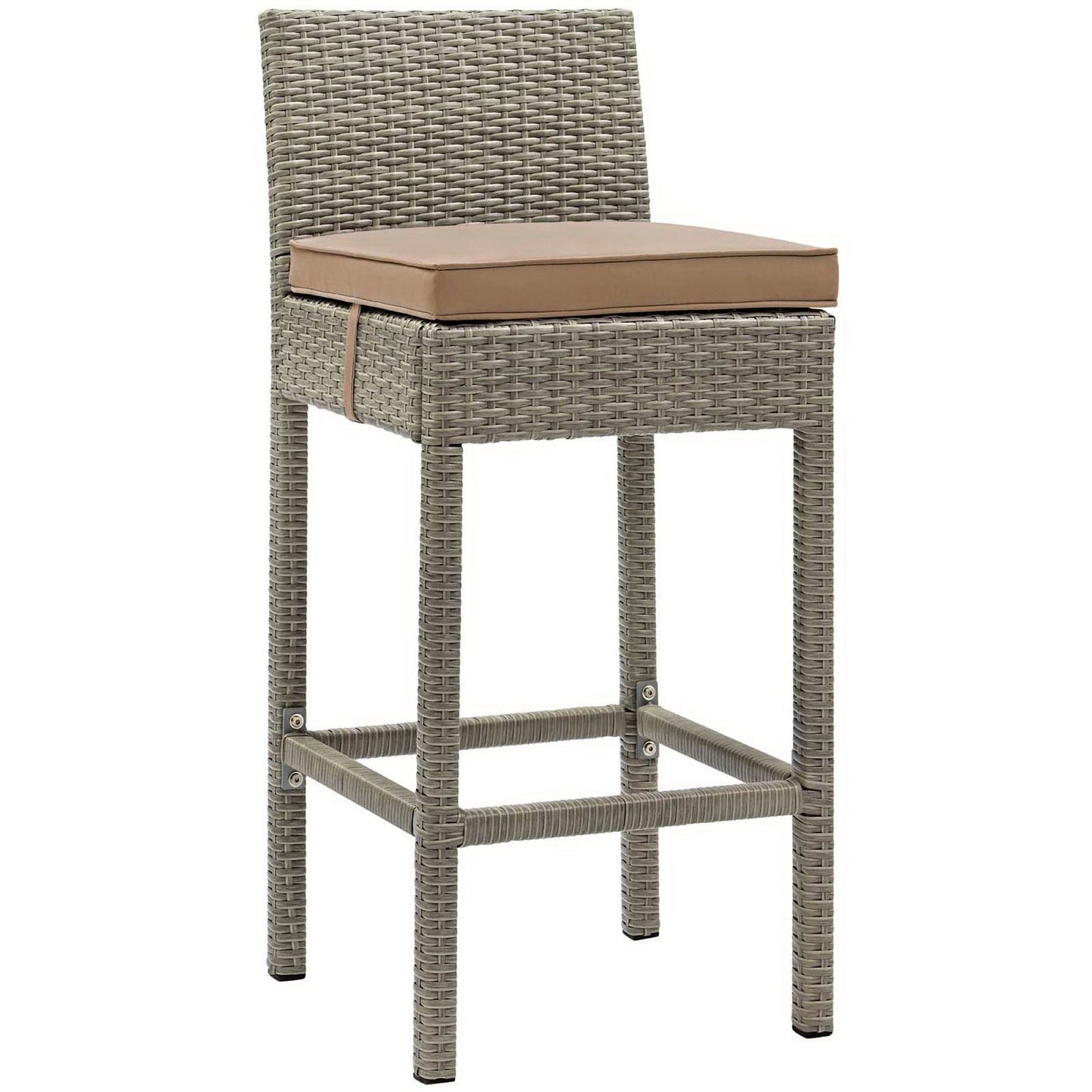 Conduit Outdoor Wicker Rattan Bar Stool - Light Gray Mocha
