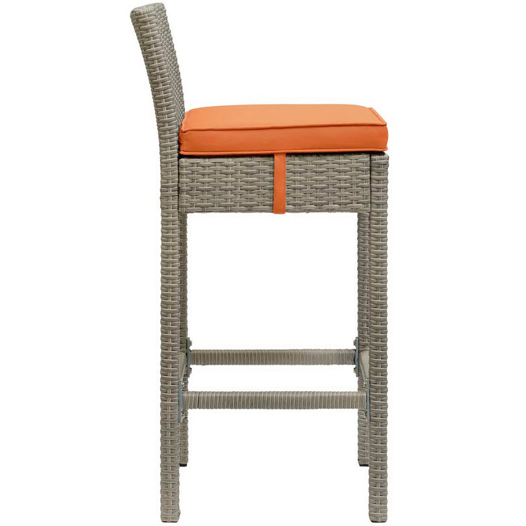 Conduit Outdoor Wicker Rattan Bar Stool - Light Gray Orange