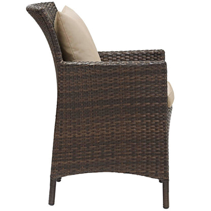 Conduit Outdoor Patio Wicker Rattan Dining Armchair - Brown Beige