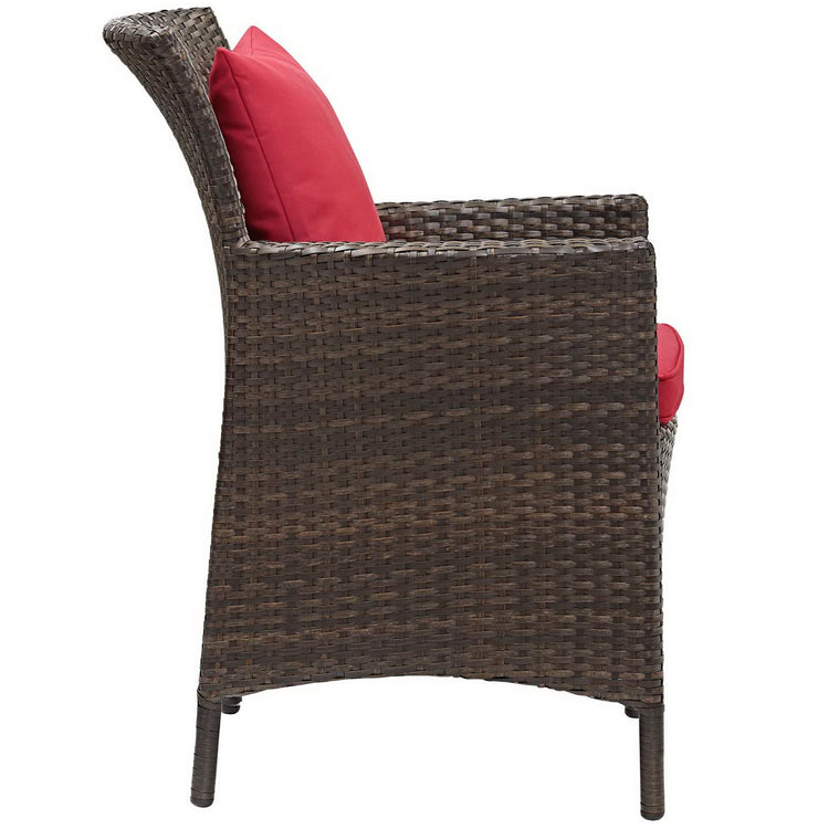 Conduit Outdoor Patio Wicker Rattan Dining Armchair - Brown Red