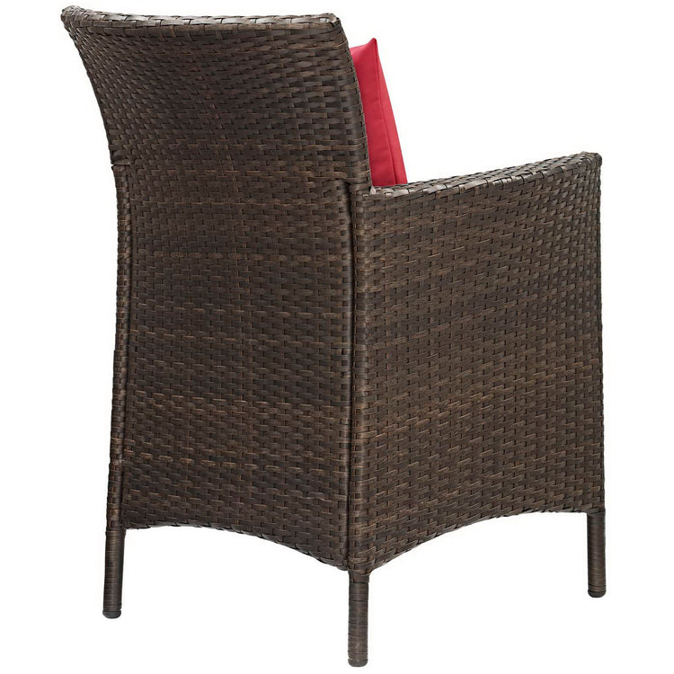 Conduit Outdoor Patio Wicker Rattan Dining Armchair - Brown Red