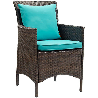 Conduit Outdoor Patio Wicker Rattan Dining Armchair - Brown Turquoise