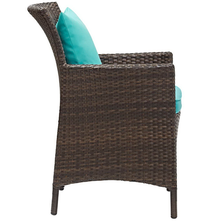 Conduit Outdoor Patio Wicker Rattan Dining Armchair - Brown Turquoise