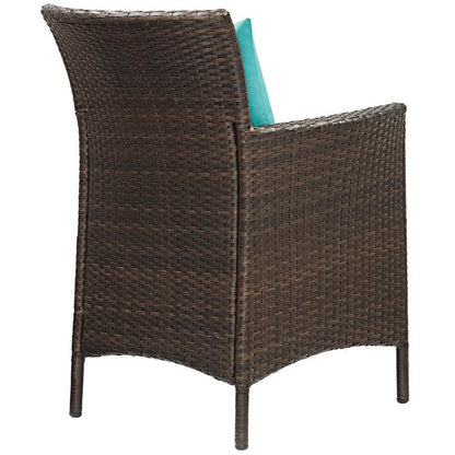 Conduit Outdoor Patio Wicker Rattan Dining Armchair - Brown Turquoise