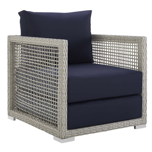Aura Rattan Outdoor Patio Armchair - Gray Navy