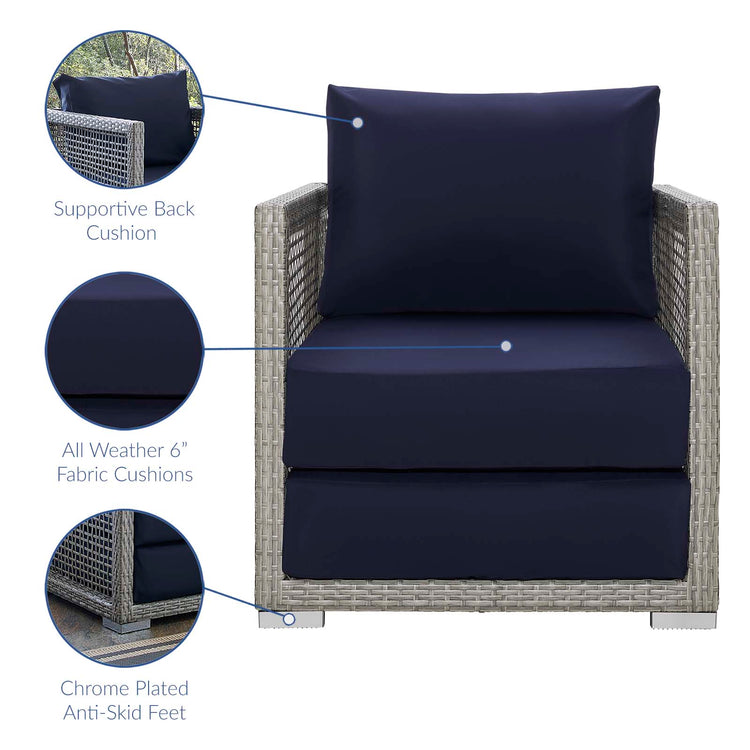 Aura Rattan Outdoor Patio Armchair - Gray Navy