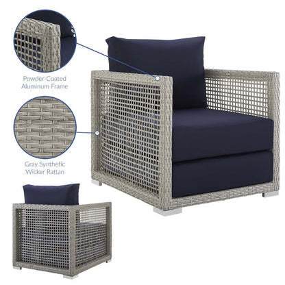 Aura Rattan Outdoor Patio Armchair - Gray Navy