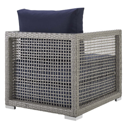 Aura Rattan Outdoor Patio Armchair - Gray Navy