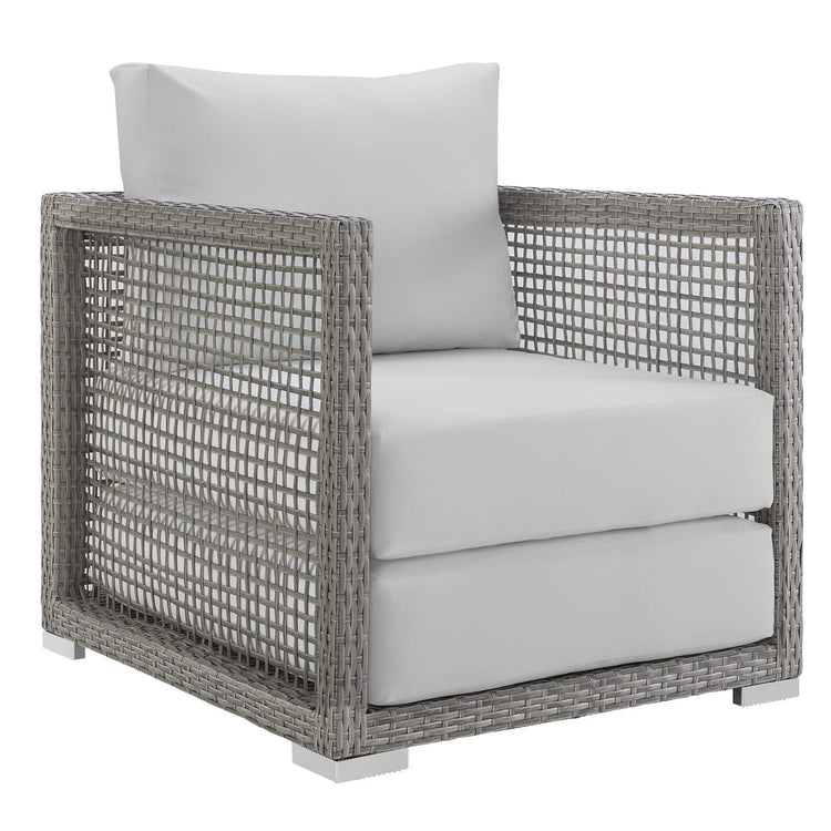 Aura Rattan Outdoor Patio Armchair - Gray White
