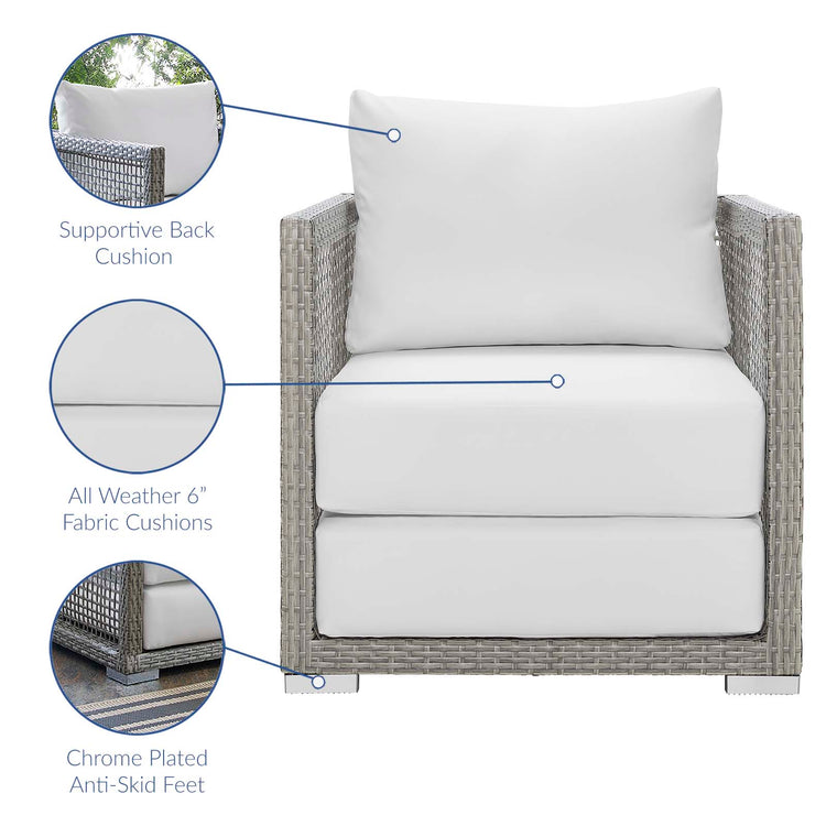 Aura Rattan Outdoor Patio Armchair - Gray White
