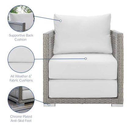 Aura Rattan Outdoor Patio Armchair - Gray White