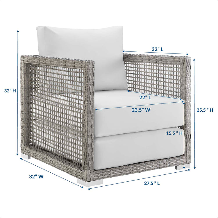 Aura Rattan Outdoor Patio Armchair - Gray White