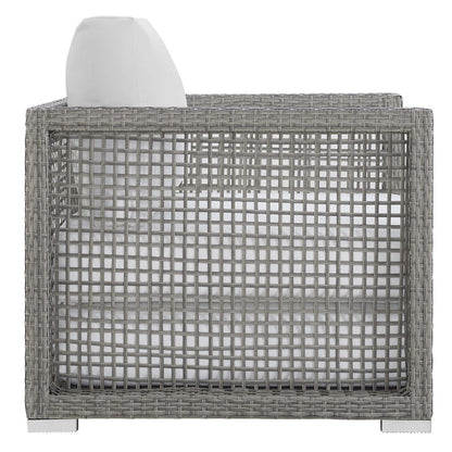 Aura Rattan Outdoor Patio Armchair - Gray White