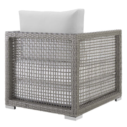 Aura Rattan Outdoor Patio Armchair - Gray White