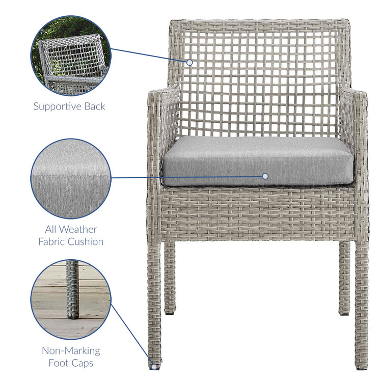 Aura Outdoor Patio Wicker Rattan Dining Armchair - Gray Gray