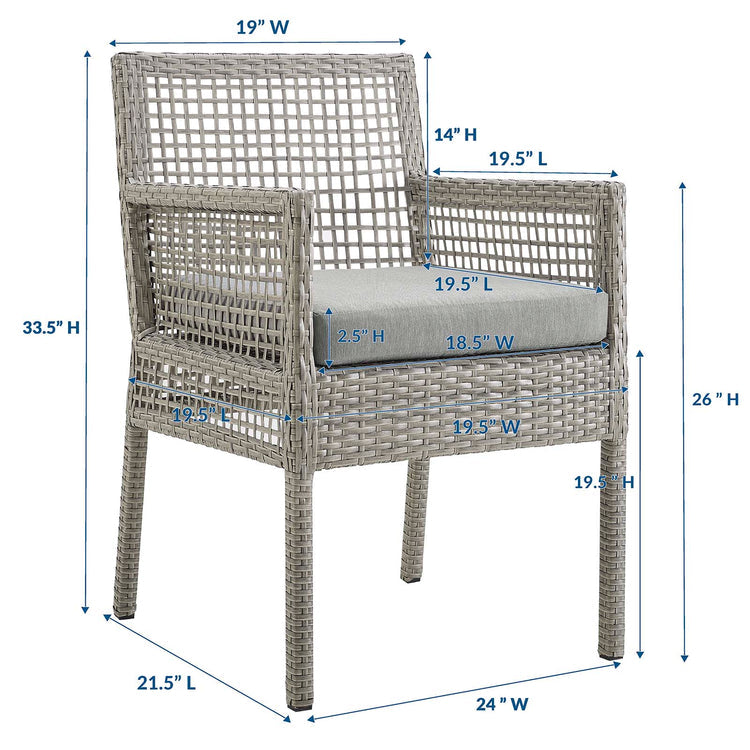 Aura 7 Piece Outdoor Patio Wicker Rattan Set - Gray Gray