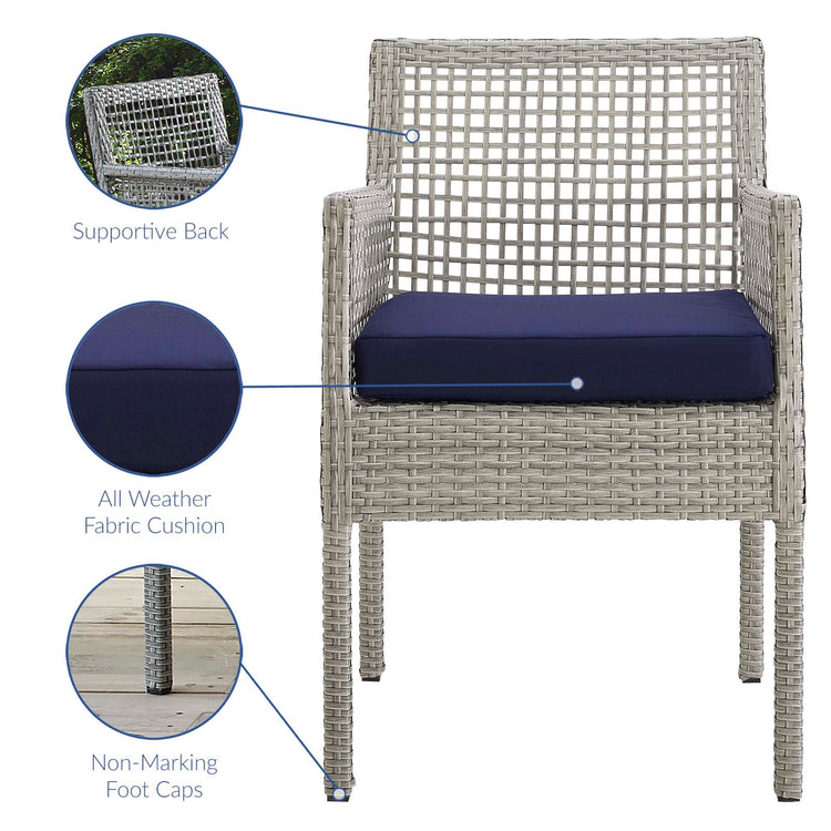 Aura Outdoor Patio Wicker Rattan Dining Armchair - Gray Navy