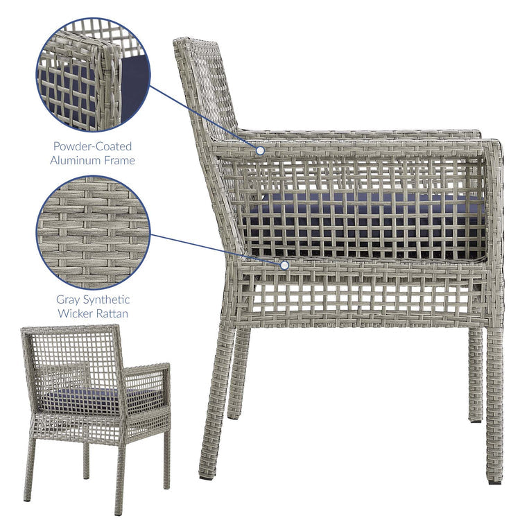 Aura Outdoor Patio Wicker Rattan Dining Armchair - Gray Navy