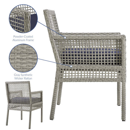 Aura Outdoor Patio Wicker Rattan Dining Armchair - Gray Navy