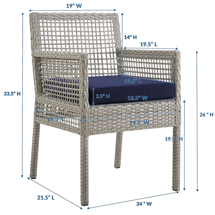 Aura Outdoor Patio Wicker Rattan Dining Armchair - Gray Navy
