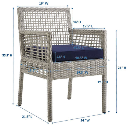 Aura Outdoor Patio Wicker Rattan Dining Armchair - Gray Navy
