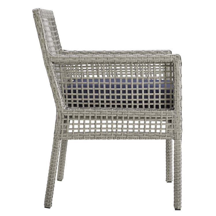 Aura Outdoor Patio Wicker Rattan Dining Armchair - Gray Navy