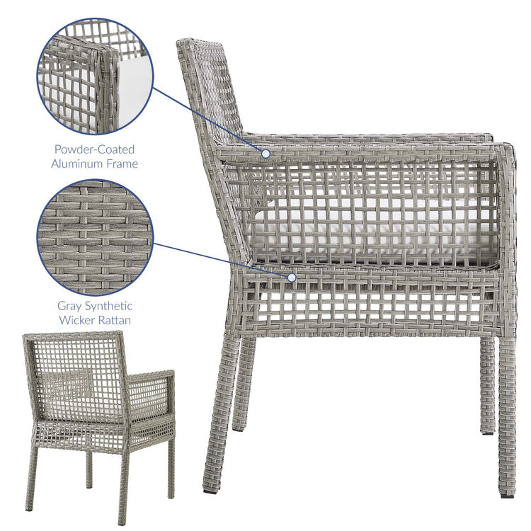 Aura Outdoor Patio Wicker Rattan Dining Armchair - Gray White