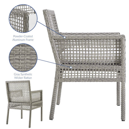 Aura 7 Piece Outdoor Patio Wicker Rattan Set - Gray White