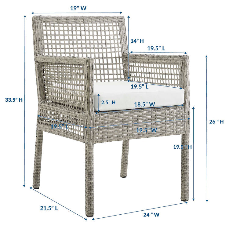 Aura Outdoor Patio Wicker Rattan Dining Armchair - Gray White